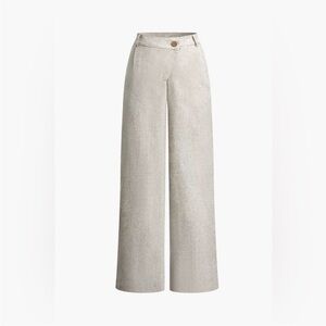 Linen Pants with Asymmetrical Zipper/Button